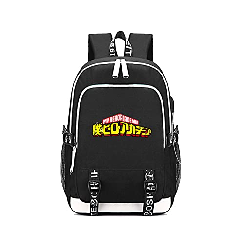 Vokaer Anime Rucksack Cosplay No Hero Academy Muster USB Mit Ladeschnittstelle Casual Student School Bag,Mha Cover