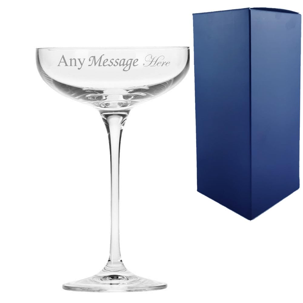 Personalised Engraved 240ml Infinity Champagne Saucer Glass with Gift Box | Custom Champagne Glasses, 18th 21st 30th 40th 50th 60th Birthday Gifts for Her, Bridesmaid Gift, Wedding Glasses