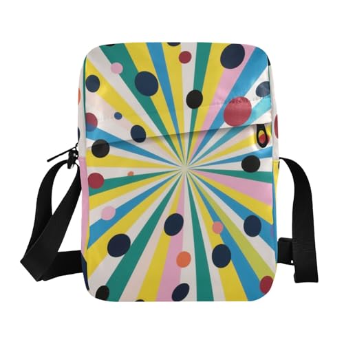 KLL Abstract Art Geometic Rounds Colorful messenger bag crossbody Vegan Leather mens shoulder bag Casual Shoulder Handbags For Women