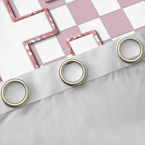 Image of Erosebridal Pink Initial E Blackout Curtains for Kids Girls Bedroom Kawaii Plaid Checkered Window Curtains 2 Panels 42 inchWx84 inchL Cute Personalized Monogram Drapes,Fashion Grids Gingham Window Treatments