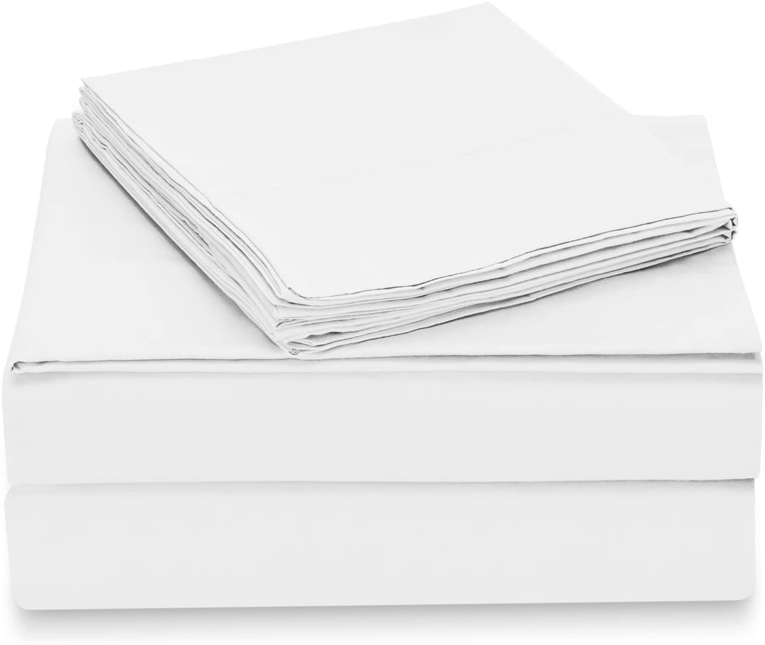 Comfortable 500 Thread Count Bed Sheet Set, 100% Long Staple Pure Natural Cotton Sateen Weave, Soft Luxury High TC Sheets Hotel, Home Bedding Sets (Pure White, King)