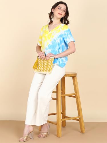 Image of Maaesa Hand Dyed Half Sleeves Rayon Top