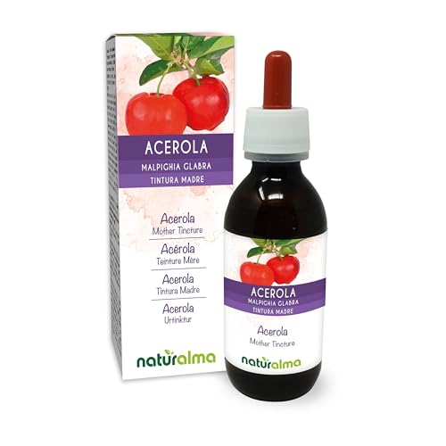 Acerola (Malpighia glabra) frutos Tintura Madre sin alcohol Naturalma - Rico en vitamina C - Extracto líquido gotas 120 ml - Complemento alimenticio - Vegano