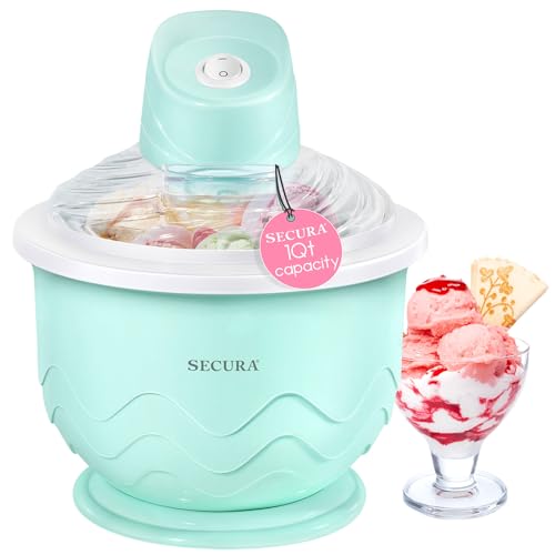 Secura Ice Cream Maker, DIY Visualization Ice Cream Machine for Gelato, Sorbet, Frozen Yogurt, Perfect for Beginners, Food Grade Safe Material, 1QT