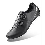 HAOLIN Fahrradschuhe Wärmeformbare 3k Carbon Rennrad Turnschuhe Unisex Flachpedale Selbsthemmendes Thermoplastisches Fahrrad,Black-45