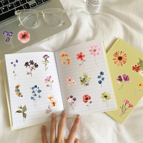 Image of 200PCS Transparent Flora Scrapbook Stickers, Vintage Aesthetic Flowers Sticker for Scrapbooks Travel Journal, Vinyl Waterproof for Water Bottles Laptop Phone Scrapbook Supplies DIY Crafts(flower-200)