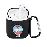 Fuguan Protective TPU Rubber Case with Carabiner, Carrying Case for AirPods 1/2 Charging Case(Black)