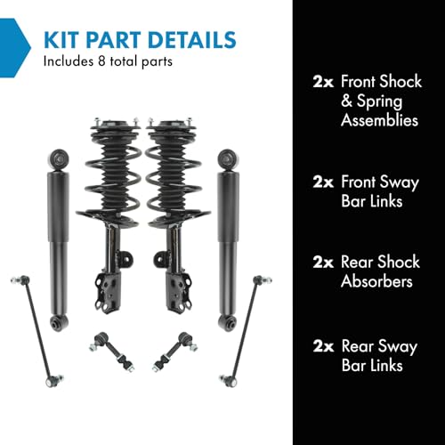 Image of TRQ Front and Rear Suspension Kit Complete Strut & Coil Spring Assembly Shock Absorber Sway Bar Stabilizer Link Compatible with 2006-2012 Toyota RAV4