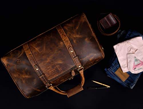 Aaron Leather Goods – Full Grain Leather Duffel Bags for Travel, Weekend, Overnight, and Sports Gym | Stylish Bags for Men and Women. - image 3