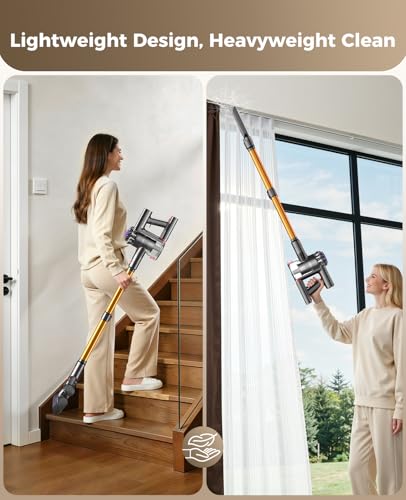 Image of Cordless Vacuum Cleaner, 500W 45KPA Stick Vacuum Cleaners for Home | Lightweight Vac, Anti-Tangle, 45 Mins Rechargeable Battery for Home, Carpets, Pet Hair, Hardwood Floors, Car, Sofa, Stairs