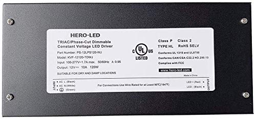 Image of PS-12LPS120-WJ TRIAC /Phase-Cut Dimmable LED Driver Transformer - Enclosed LED Power Supply - AC 100-277V to Constant Voltage 12V DC, 10A, 120W