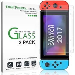 Protector Plastico Para Cama Nintendo Switch Protector Pantalla (2 Piezas), amFilm Cristal Vidrio Templado Protector de Pantalla para Nintendo Switch (2017)