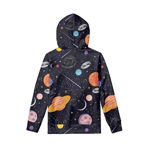 Boys Girls 3D Print Cartoon Space Hoodie Pullover Hooded Fleece Sweatshirts With Pocket For 6-16 Years3