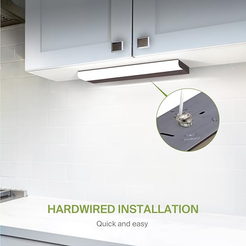 Image of ASD LED Under Cabinet Lighting Hardwired, 24 Inch 12W 2700K-5000K Selectable, 1051LM, CRI90+, Direct Wire Linkable Under Counter Lights for Kitchen, Dimmable Under Cabinet Lights, Bronze, UL Certified