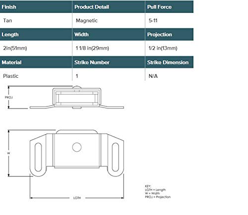 Amerock | Magnetic Cabinet Catch | Tan | 2 inch (51 mm) Length | 1 Pack | Door Catch | Cabinet Door Latch | Magnetic Door Latch
