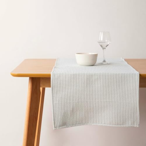 Chemin de table gaufré menthe blanc chaud moderne 45 x 140 cm - 2