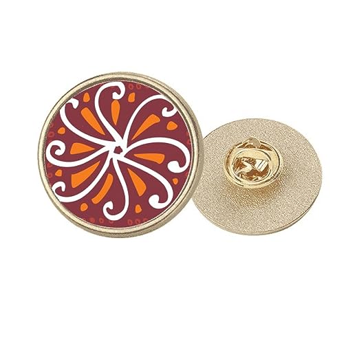 Broche chrysanthème mexicain en métal doré totem marron