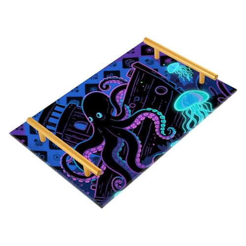 Bandejas decorativas para comer con asas, color morado oscuro, para servir al aire libre, para joyas, perfumes, para servicio de alimentos, bandejas para desayuno personalizado