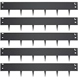 5PCS Steel Landscape Edging 39 x 7Inch (4 Inch Metal Strips + 3inch Nail) Black Garden Edging Border Length Flexible Landscape Edging Anchoring Stakes
