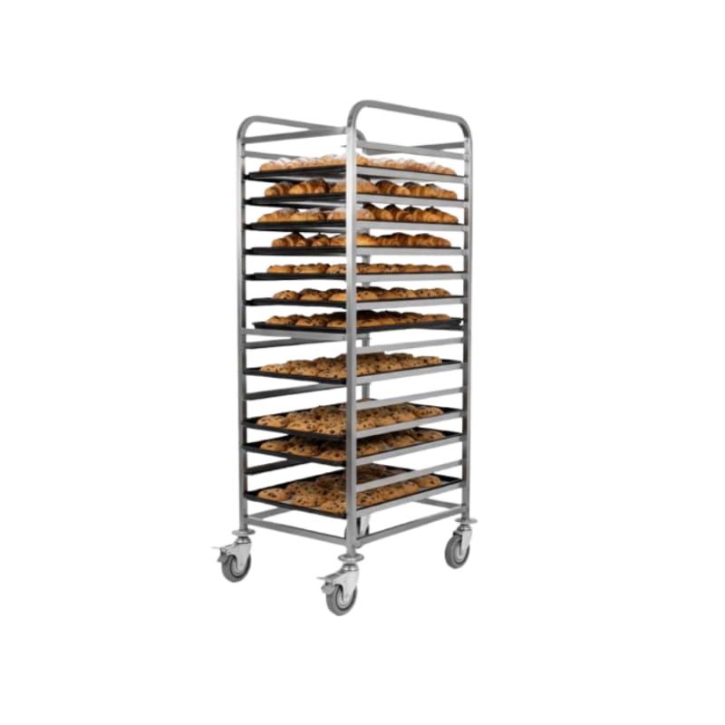 Carro Pastelero Inox 15 Niveles - Escalera pastelera profesional 60 x 40 cm - Ruedas giratorias con frenos - Diseño retráctil para panaderos y catering