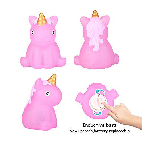 Light Up Unicorn Floating Bathtub Toys Animal Flashing Bath Toy Unicorn Glitter Water Toy For Kids Cake Decoration Bathroom Shower Games Swimming Pool Party Favors 6Pcs Set #TOP2