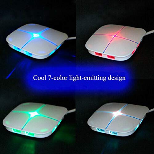 Pesp 7-Color LED Light 6 Ports High-Speed USB 2.0 Hub Adapter with USB
