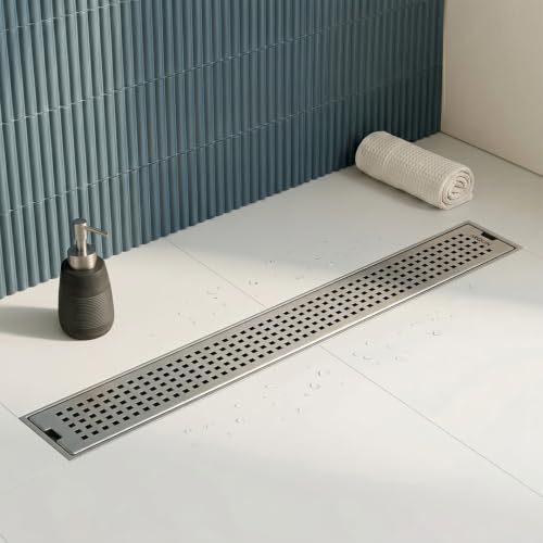 Image of ARQUIN Floor Drainer 30x4 Inch Shower Drain Channel 304 Grade Stainless Steel Bathroom Floor Drain Shower Water Drain Channel for Bathroom with Cockroach Trap (1mm Thickness)
