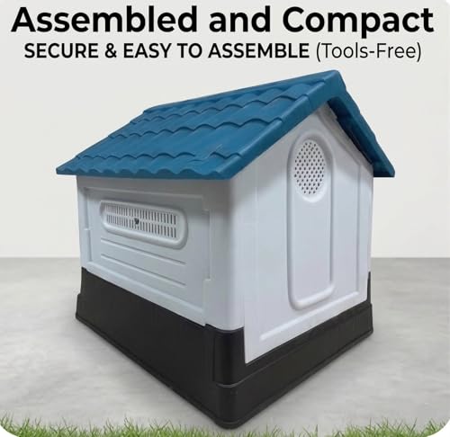 Image of Petarchi Dog House for Medium Dogs with Mat - Weatherproof, Durable, Easy-Clean Plastic Hut Shelter | Outdoor & Indoor Pet Kennel for Beagle, Cocker Spaniel, Indie & Small to Medium Breeds
