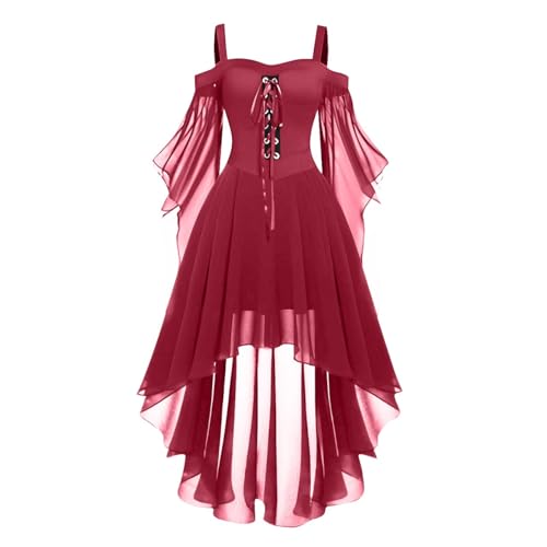 OIOLOYJM Witch Costume Women Sexy Plus Size Renaissance Vampire Gothic Corset Womens Halloween Costumes Woman 2025 Clothes Dresses Deep Red XL