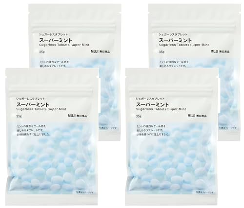 【まとめてお得・4袋セット】無印 良品 スーパーミント シュガーレスタブレット 35g×4袋 砂糖不使用 ミントクール チャック付き 糖質ゼロ キシリトール ダイエット 間食 おやつ 爽快感 口臭