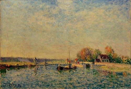 Tableau Impressions d'art Mural le canal du Loing Alfred Sisley 60x90cm