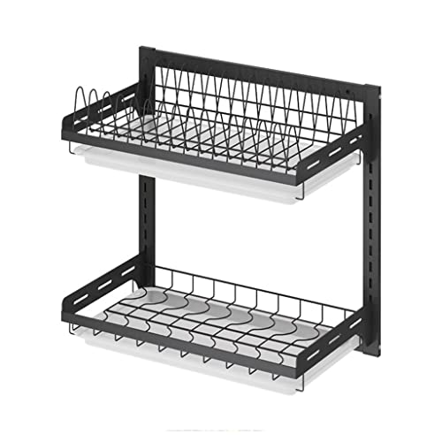 JUNXIAN Dish Rack Dish Drying Rack, 2 Tier Dish Rack Holder, Dish Drainer, Kitchen Dish Rack Storage Shelf, Dish Rack Dish Containers(A)