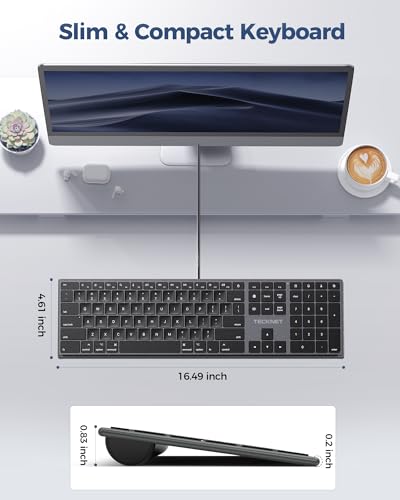 Image of TECKNET Wired Keyboard for Mac, USB & Type-C Dual Interface, Silent Click | Ultra-Slim Keyboard, Full Size with Numeric Keypad, Compatible with Apple MacBook Pro /Air, iMac Pro /mini