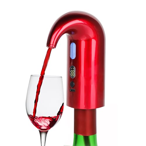 Aireador de vino eléctrico, decantador de vino portátil de un solo toque y bomba dispensadora de vino para vino tinto y blanco, dispensador automático de vino tipo C recargable