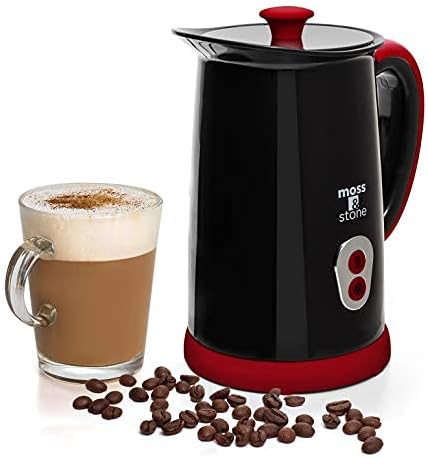 Electric Milk Frother, Stainless Steel Milk Steamer & Milk Warmer, Automatic Shutoff, Non-Stick Interior, Cool Touch, 9.4 oz/6.0oz Capacity, Black Electric Frother for Hot Chocolate