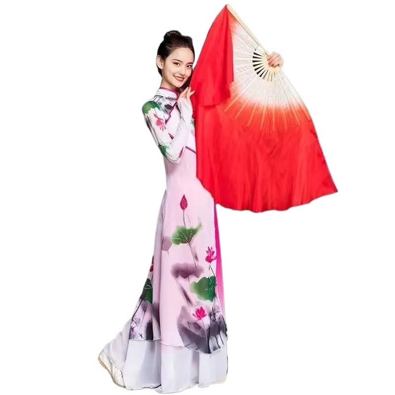 Éventail de danse en soie pour main droite voile court fait main accessoires colorés
