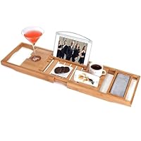 Algopix Similar Product 3 - Utoplike Bamboo Bathtub Caddy Tray Bath
