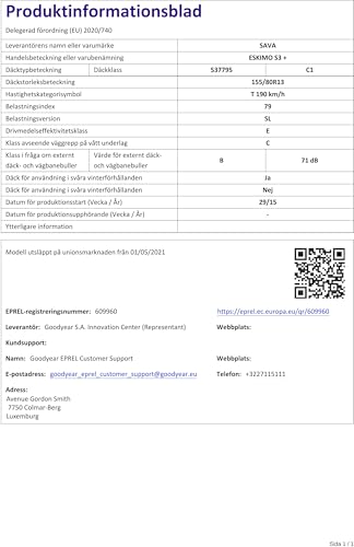Winterreifen 155/80 R13 Sava Eskimo S3+ M+S – 155/80R13 79T