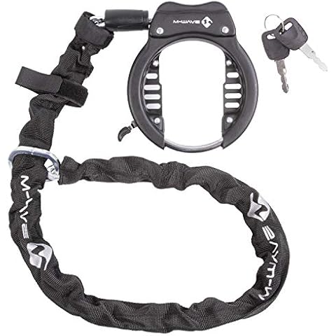 M-Wave Unisex - Erwachsene Ringchain XL Rahmenschloss mit Kette, Schwarz, Einheitsgröße Cover