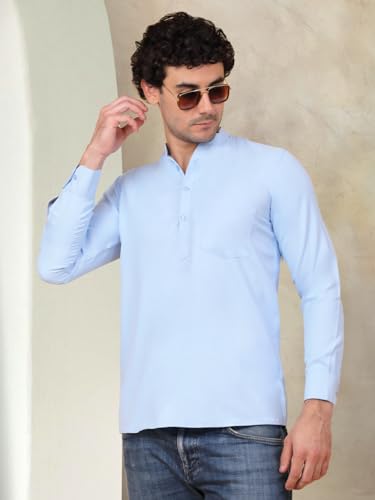 Image of Jompers Men's Cotton Regular Fit Solid Short Kurta