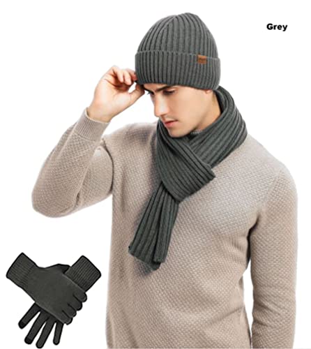 Gorro bufanda y guantes GFM de punto térmico de invierno para hombre conjunto de 3 piezas 2