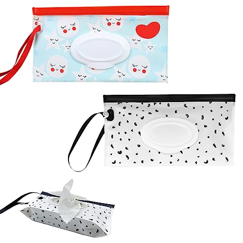 Dispensador de Toallitas,2PCS Dispensador Toallitas Bebe,Bolsa Toallitas Bebe Portátil,Bolsa para Toallitas,Bambebe Funda Humedas Toallitas Bebe,Viajes Bebe Mojado Tejido Caja
