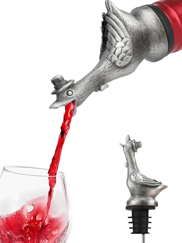 Wine Pourer for Wine Bottles, Stainless Steel Animal Bar Liquor Bottle Pourer Liquor Pour Spout for Liquor Bottles, Speed Pourer Wine Areator Spout Bottle Pourer for Alcohol (Duck)