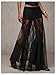 WDIRARA Women's Sexy See Through Sheer Lace Maxi Skirt Low Waist Ruffle Hem A Line Flowy Skirt Black Large