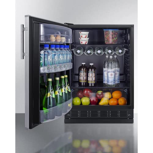 Summit FF6BK2SSRSLHD 24” Wide Adjustable Under Counter Refrigerator 5.5 cu.ft. Made in Europe with Automatic Defrost Operation, Reversible Stainless-Steel Door, Deluxe black interior (Left Hand Door) on Fridge.com