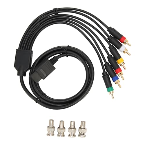 Eosnow RGB Component Video Cable, High Flexibility Soft Stable Multimedia Cable for NGC, N64, SFC, with 4 BNC Heads, Made of Materials