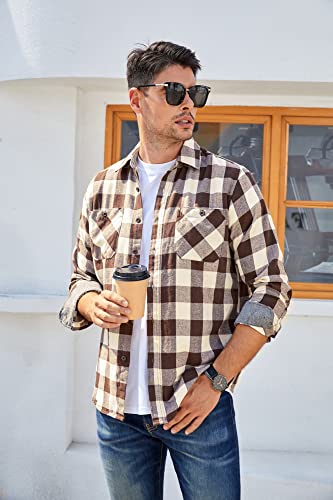 Alex Vando Mens Button Down Shirts Regular Fit Long Sleeve Casual Plaid Flannel Shirt