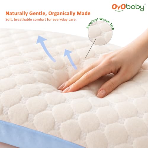 Image of OYO BABY Premium Maternity Pillow Bundle | 4-Piece Full Body Pregnancy Pillow Set for Back, Belly, Hips and Leg Support | Adjustable Butterfly Design | Hypoallergenic Organic Cotton Cover - Blue