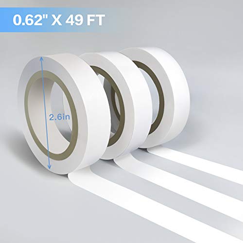 Wapodeai 3Pcs White Electrical Tape, Premium White Waterproof Tape, Flame Retardant Indoor Outdoor High Temperature Resistance Electric Tape, 0.62 In X 49 Ft #TOP1