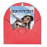 Personalisierte Grußkarten Mit Eigenem Foto/Namen/Text, Weihnachtsgrußkarte Glückwunschkarte Einladung Dankeskarte Geburtstagskarte selbst gestalten Geschenk Gutschein Karte, 15*10cm im Hochformat